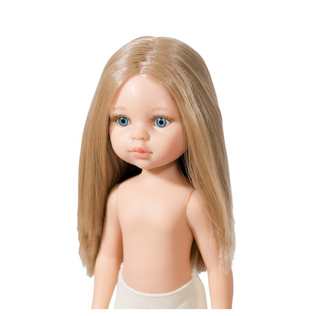 Кукла Карла б/о, 32 см (прямые волосы, без челки, синие глаза, пробор по центру)
